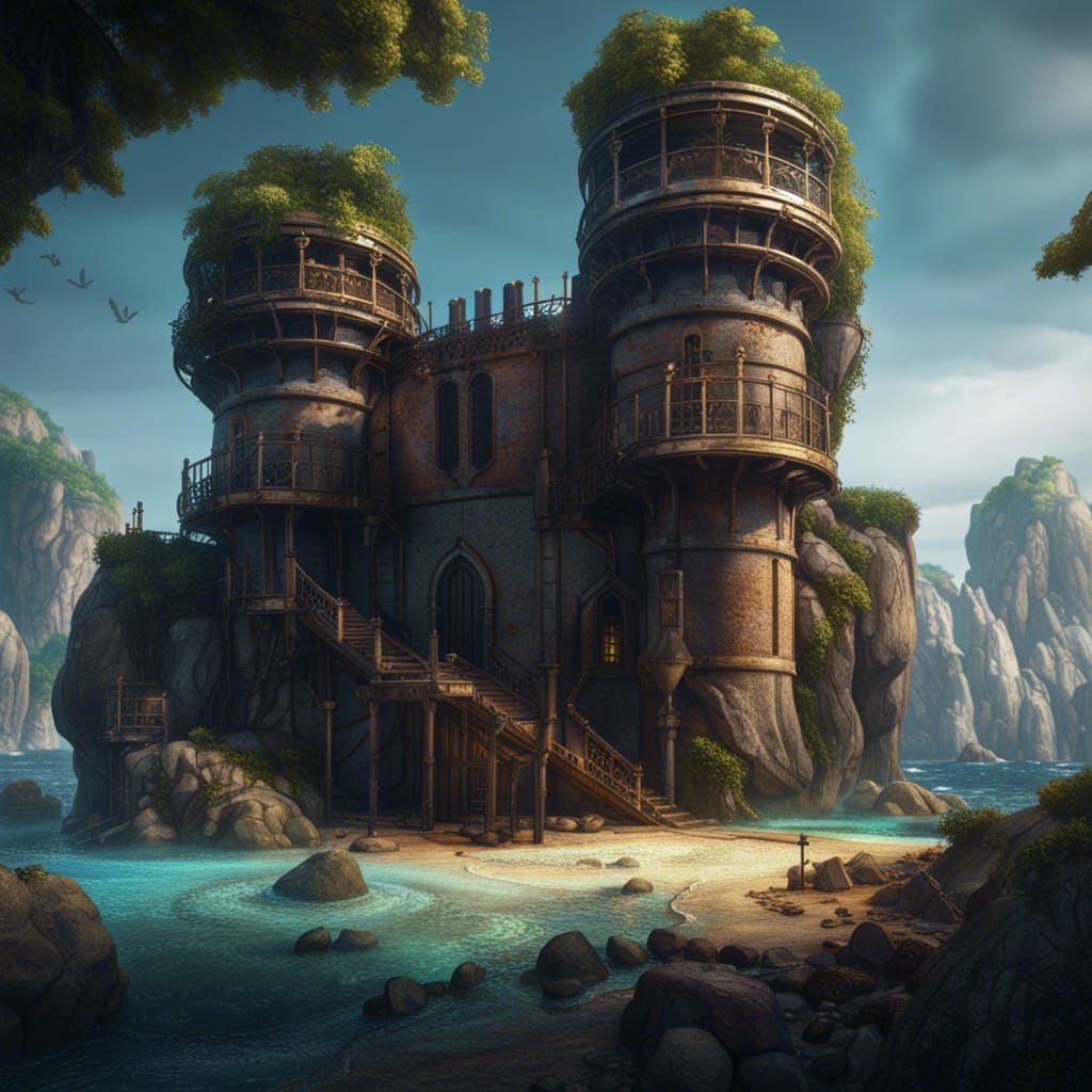 A round prison without a guard on an island.