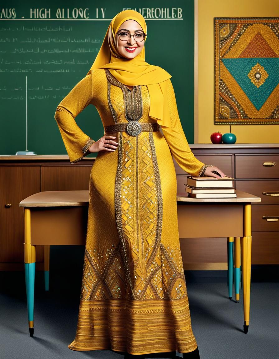 Art Deco Mosaic Portrait of Middle Eastern Woman