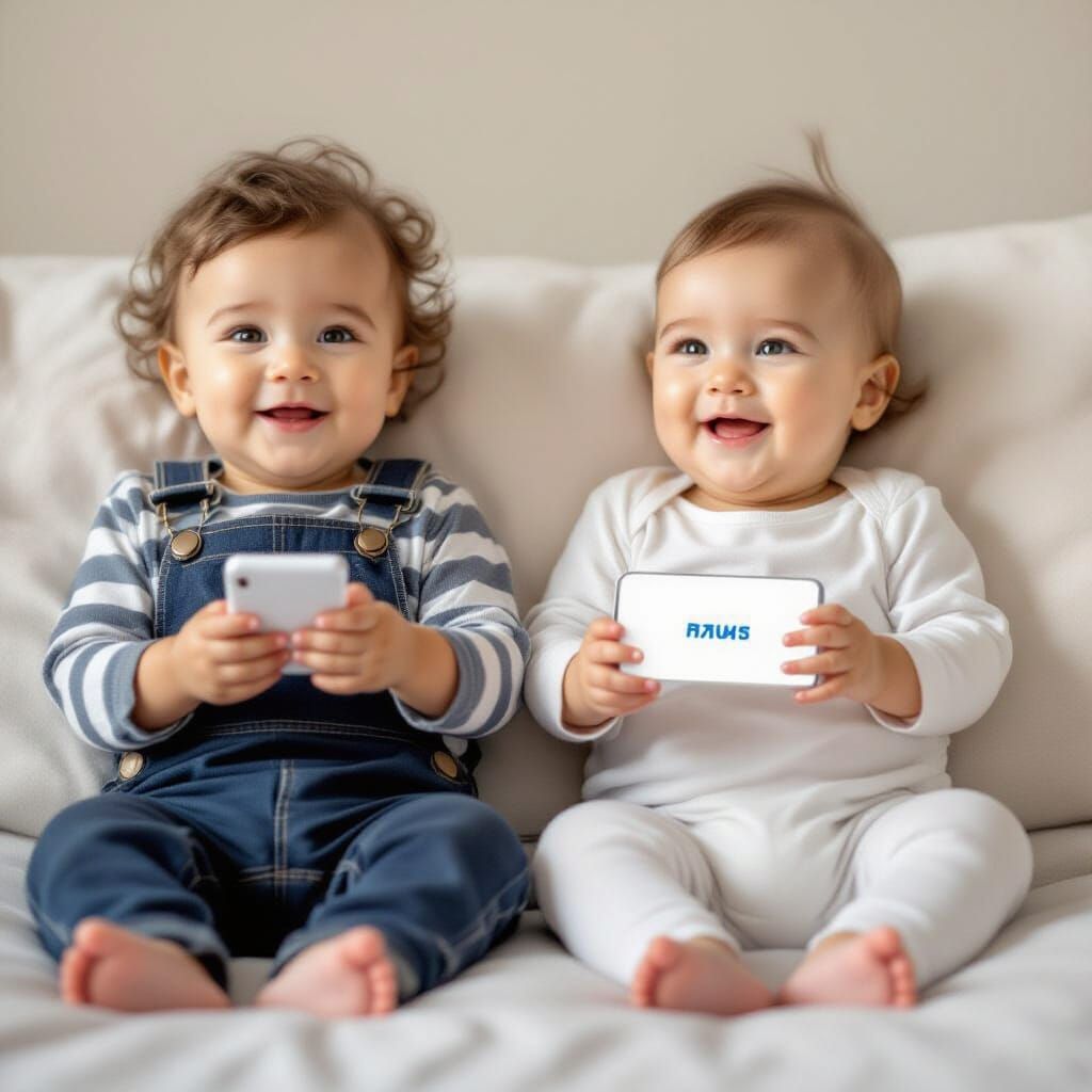 Babies Amazed by First Cell Phone