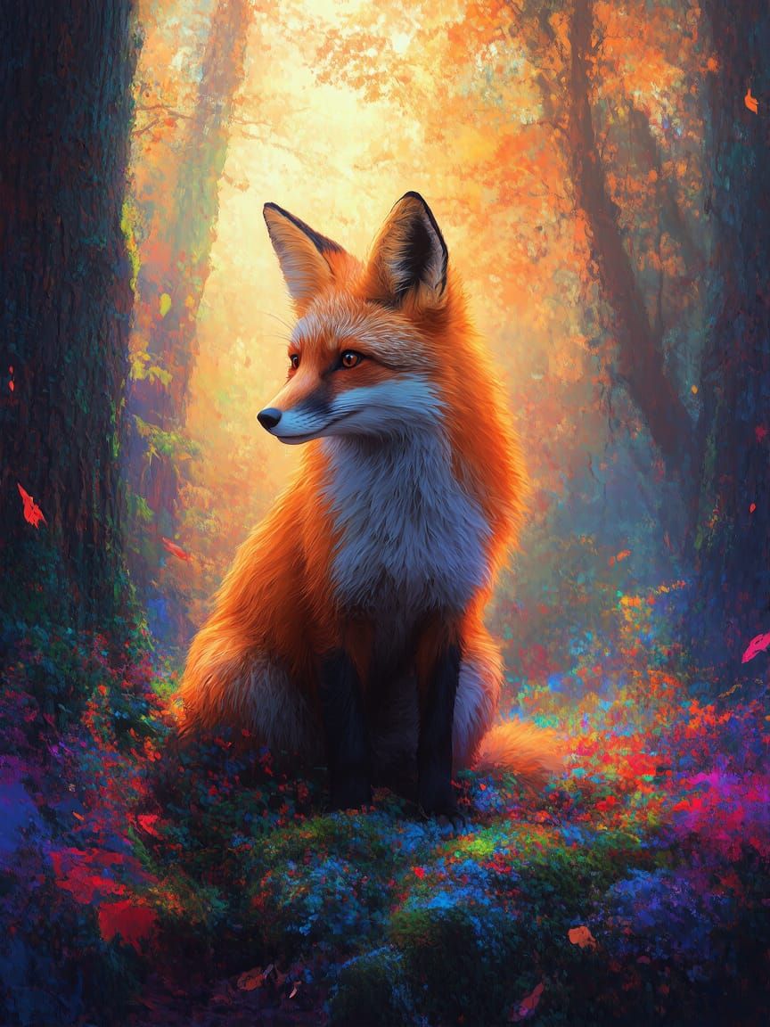 Fox Painting in the Forest