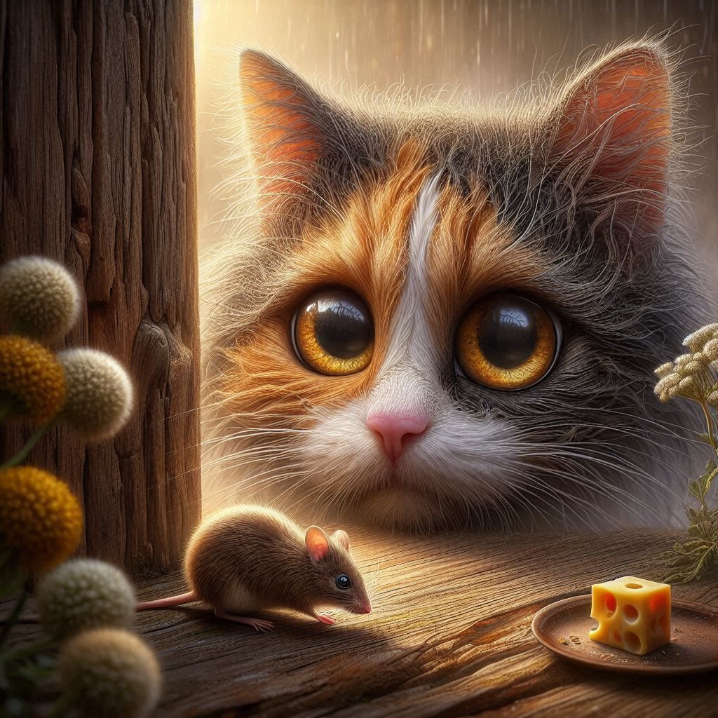 Hey Mouse... I dare you to eat the cheese 😸😁😁