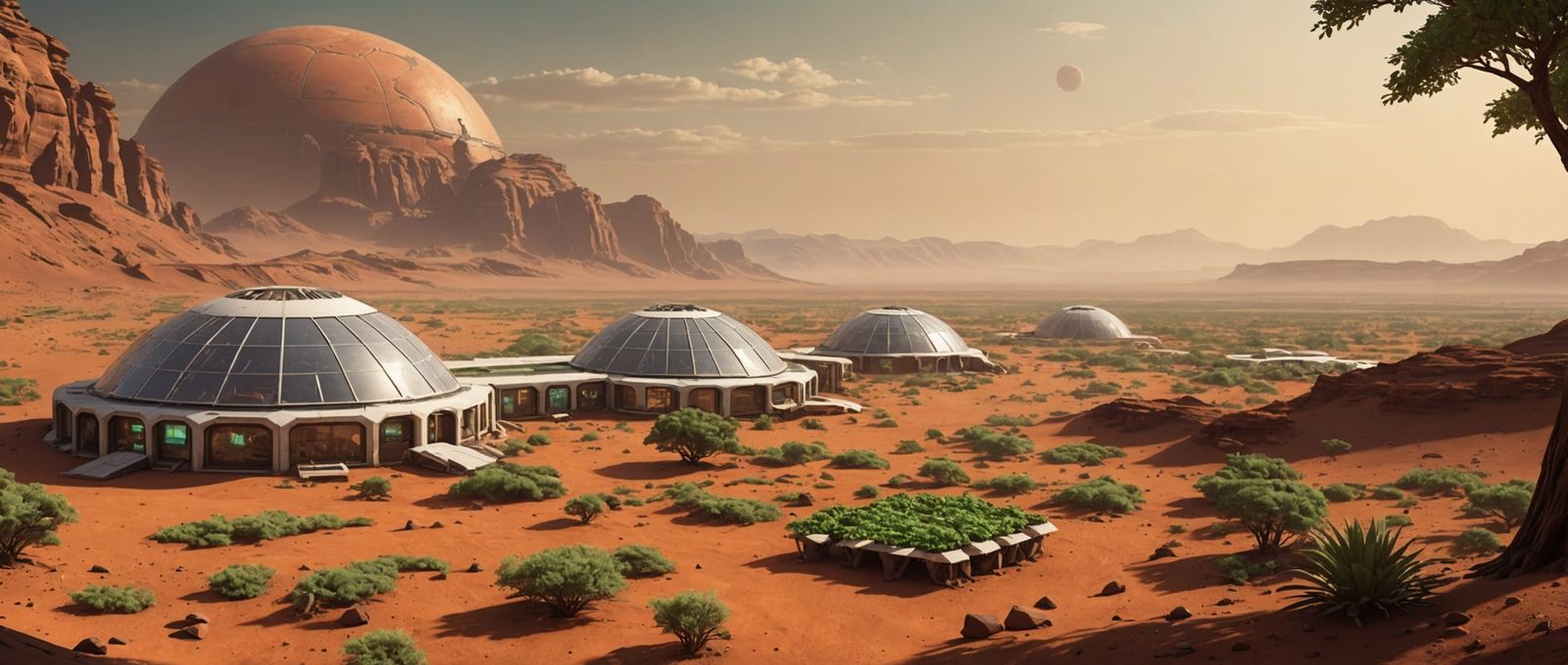 mars , civilisation colony beautiful scenery , introduction of plants ...