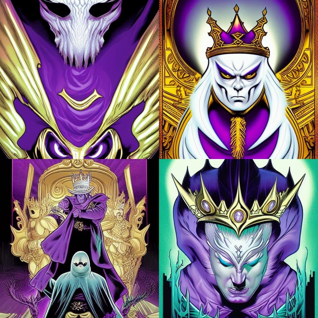 White ghost with gold and purple crown from mario king boo