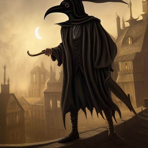 plague doctor at night