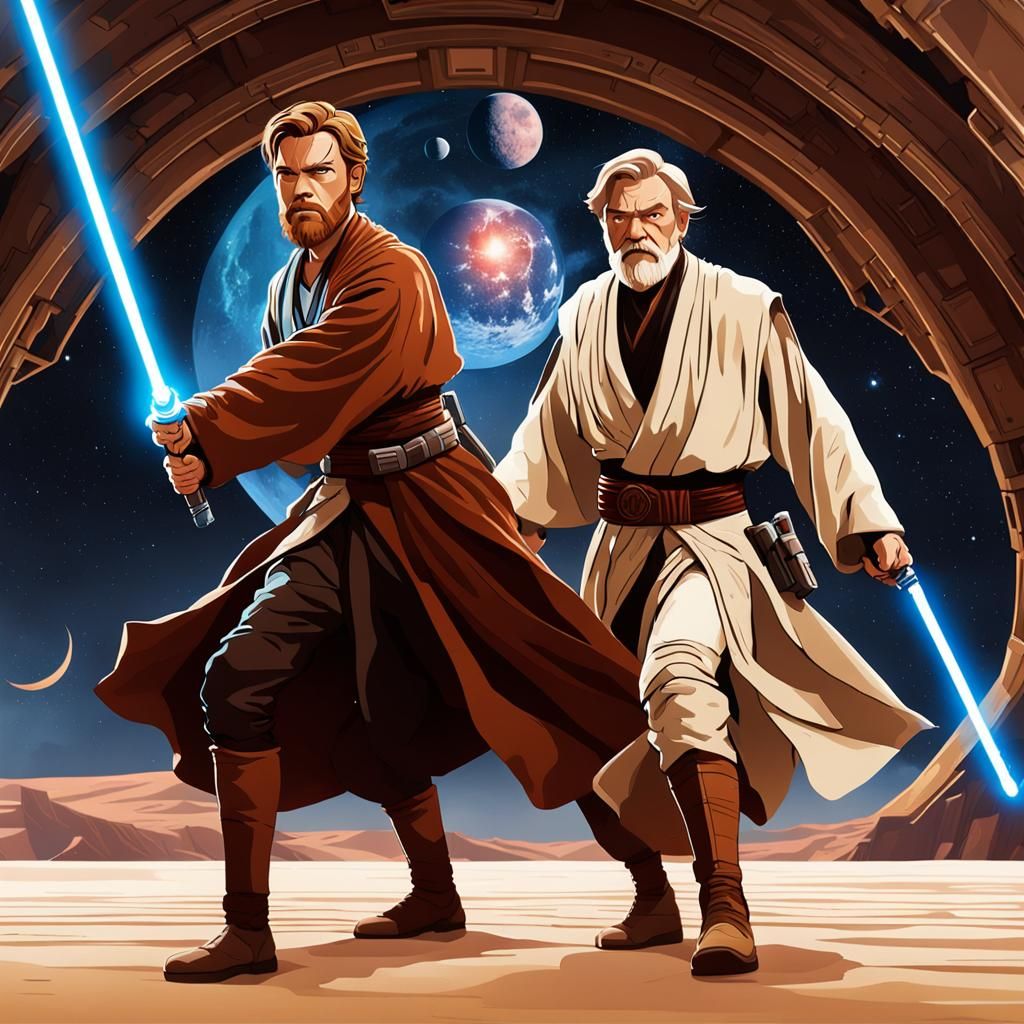 Qui Gonn Jinn and obi wan kenobi - AI Generated Artwork - NightCafe Creator