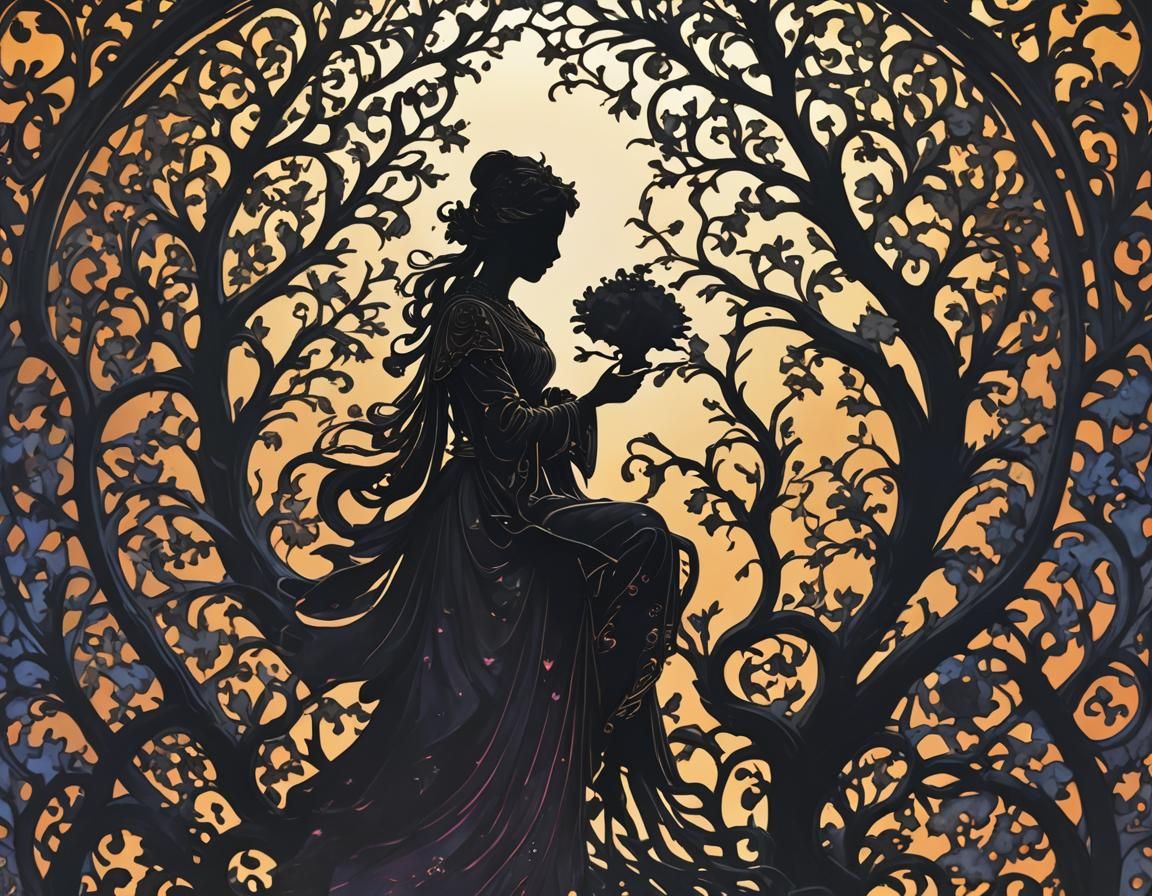“Silhouette drama” in Gouache Style, Watercolor, Museum Epic Impressionist Maximalist Masterpiece, Thick ...  by @Jokavld