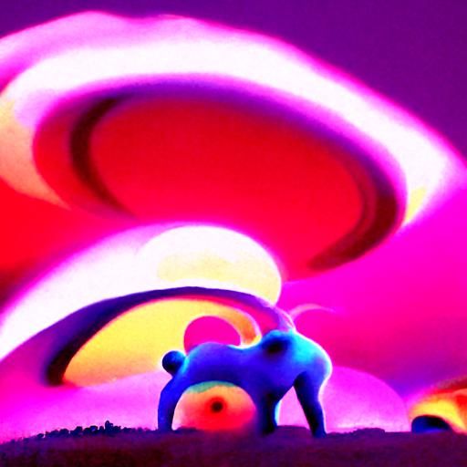 Teletubbies dance under a psychedelic sunset on DMT and Acid...