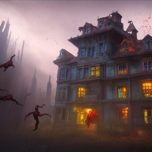 haunted house with zombies