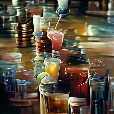 Line the drinks up at the bar