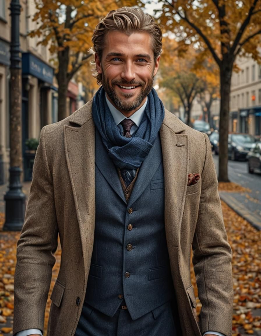 Dapper Man on Autumn City Street  by @Walka_Mowlie