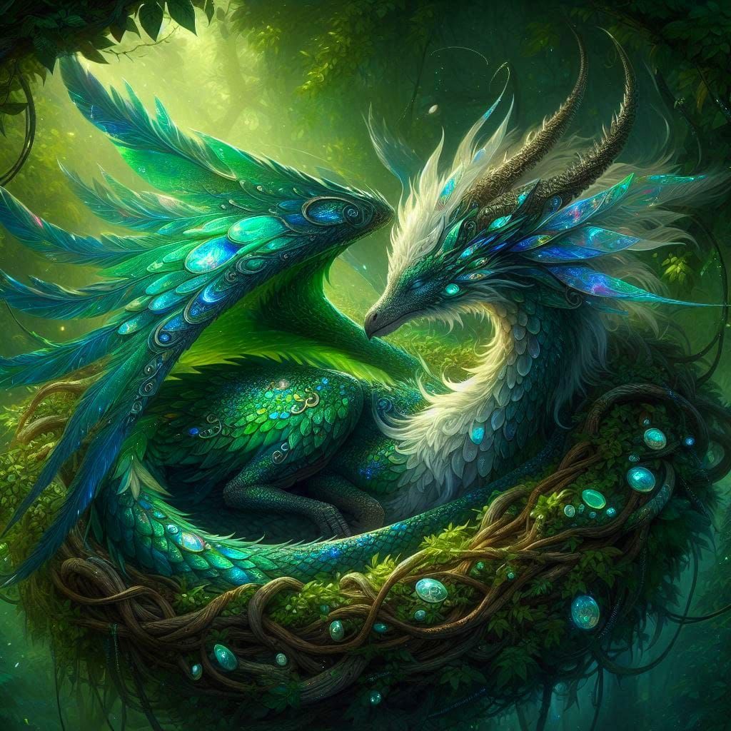 Nesting Emerald Dragon