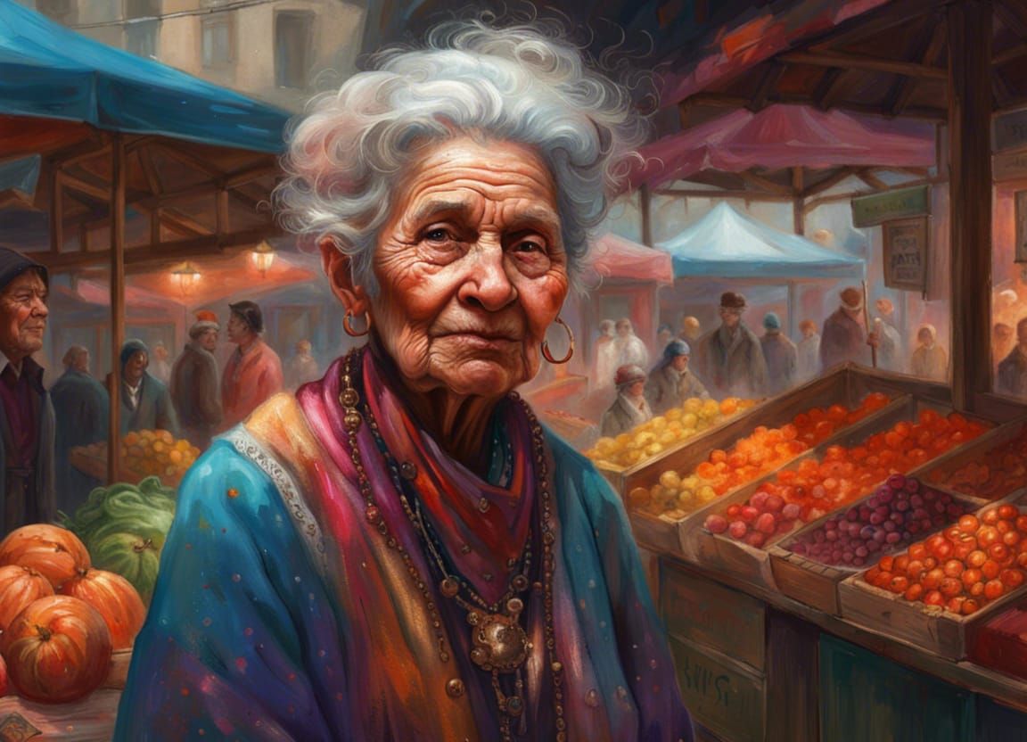 old woman at a Paris Farmers market  by @ColdBoldTold
