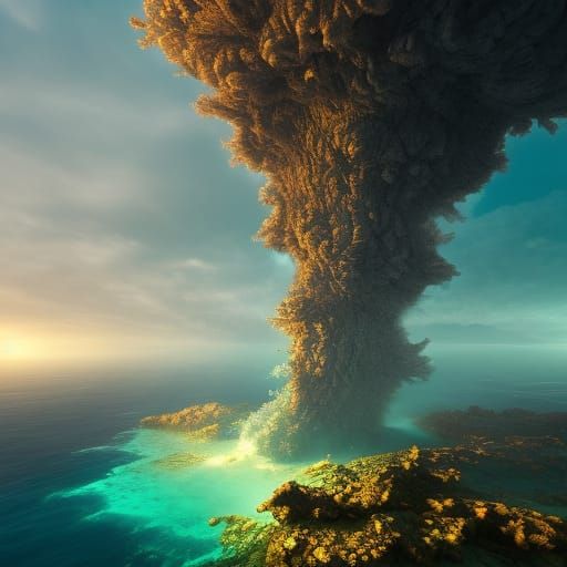 underwater Volcano: Fractal Chaos, Fine Detail, Portrait, Hi...