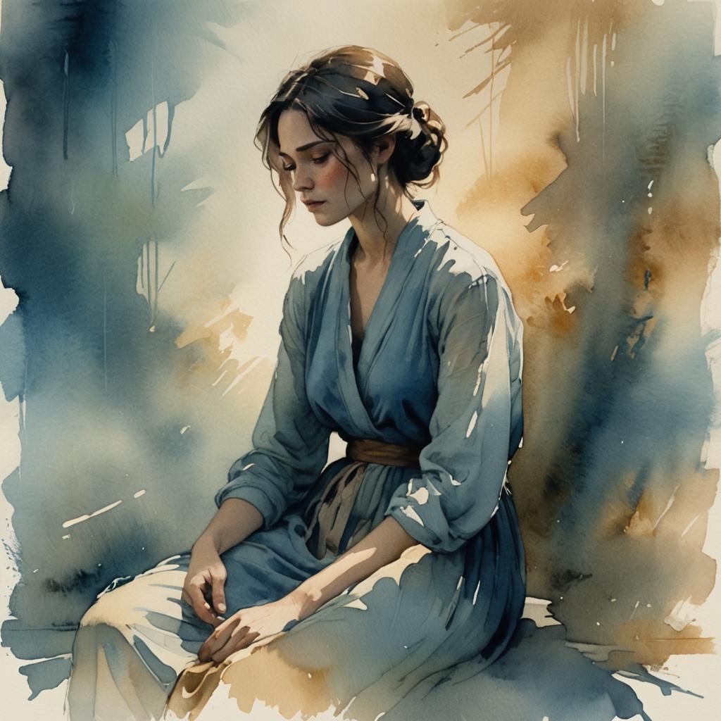 siyue,a melancholic portrait of a person with a subtle, intr...