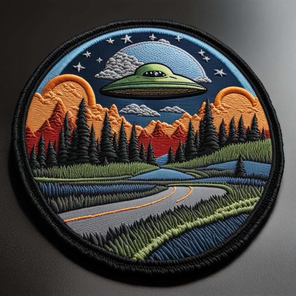 Embroidered circular patch AI Generated Artwork NightCafe Creator