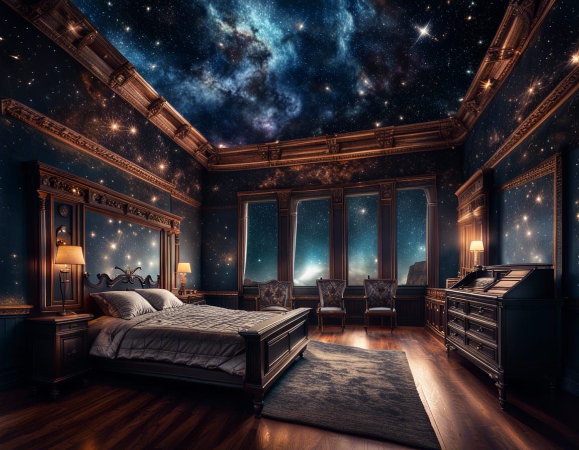 Angels bedroom in the universe sky full of stars - AI Generated Artwork ...