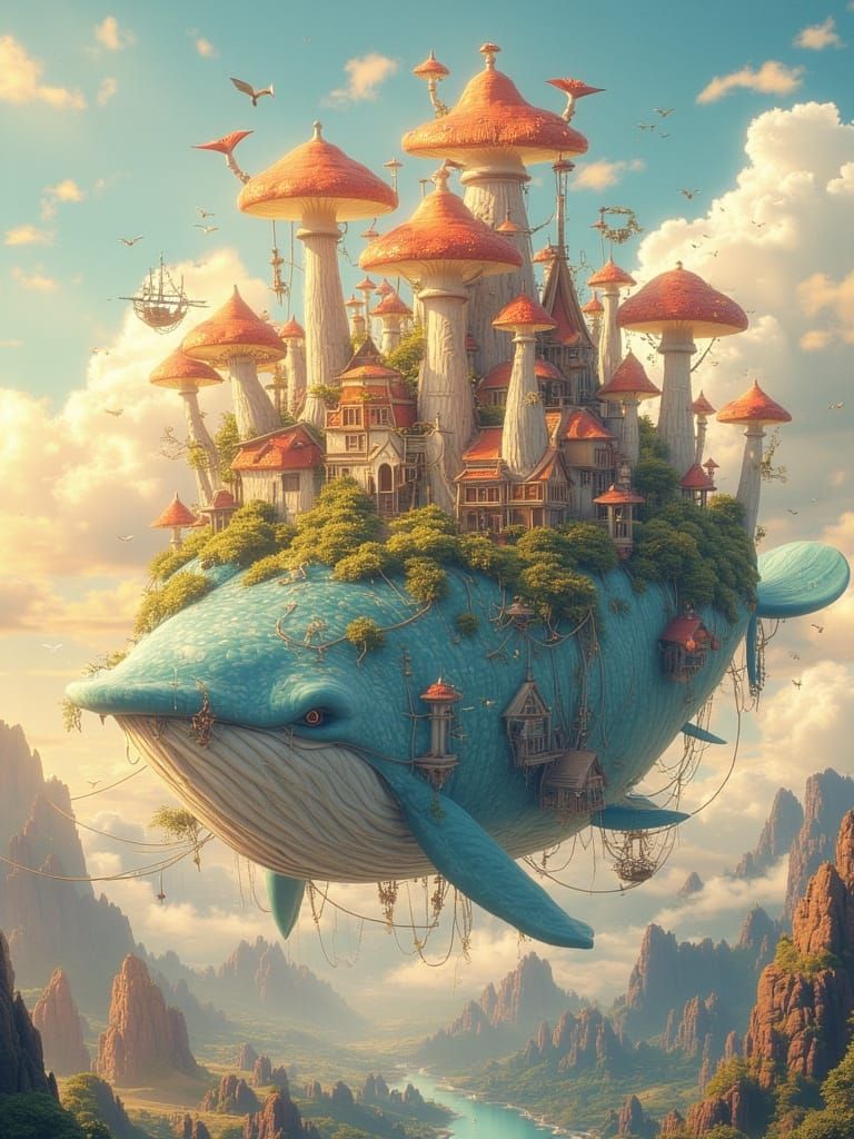  tiny village built on the back of a colossal whale  by @DD