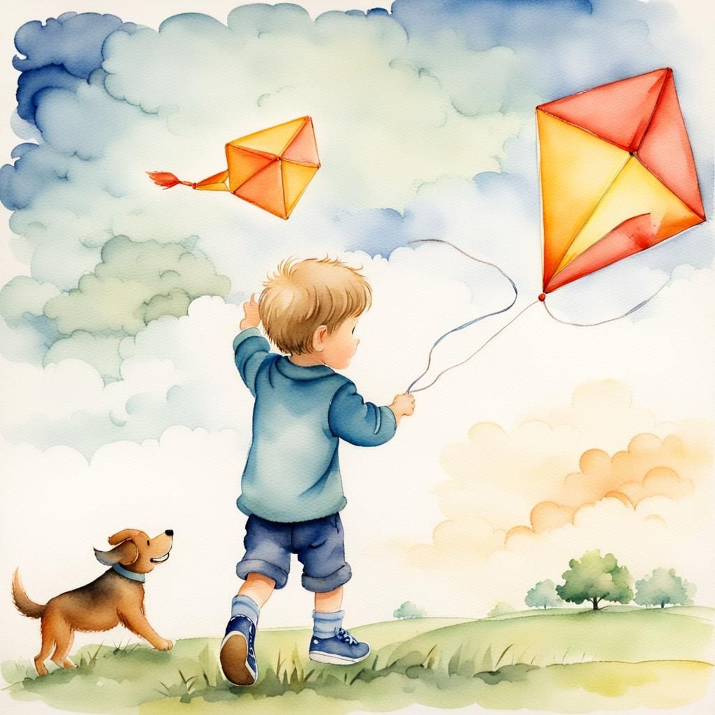 Boy flying kite.  by @BeeTheArtCo
