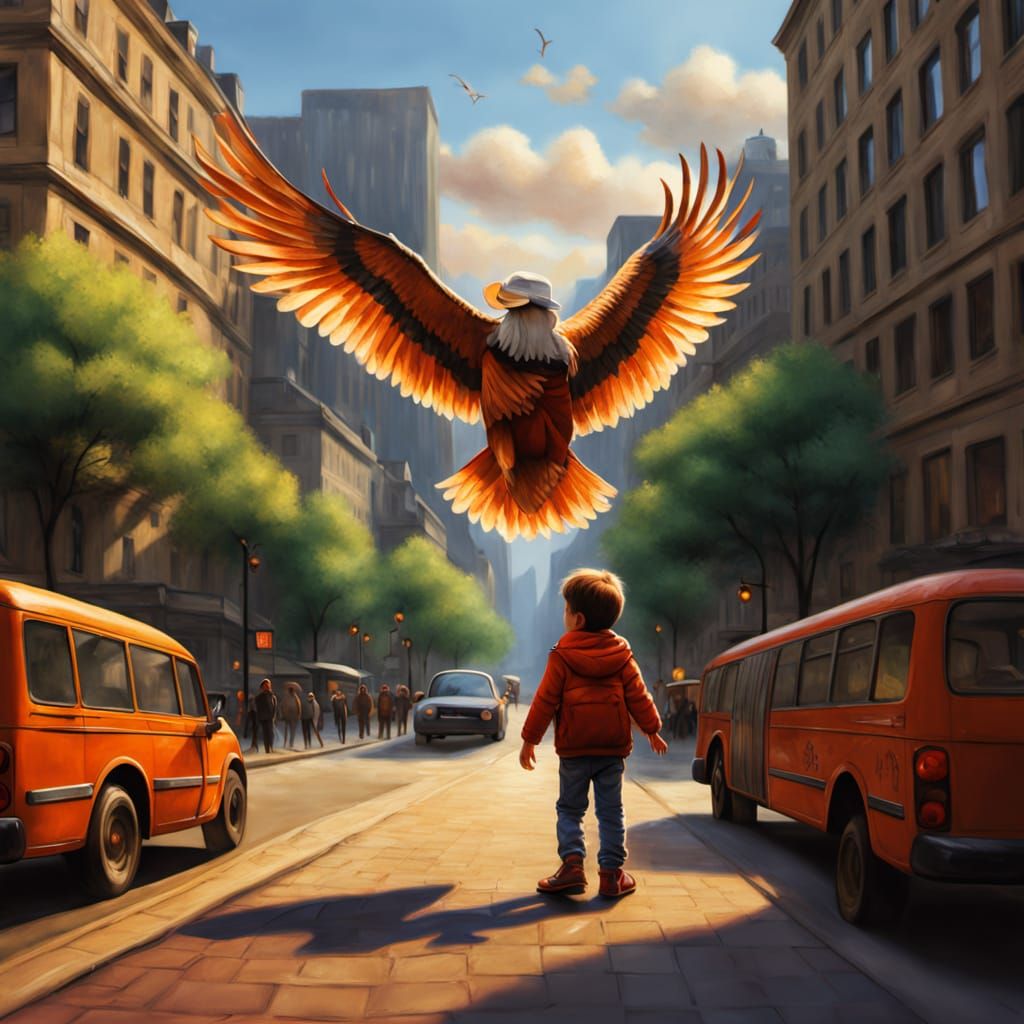 Boy in the City: A Claude Monet-Inspired Scene of Urban Inno...