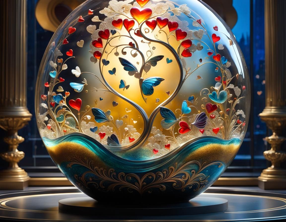 Surreal Heart Display in Ornate Digital Art