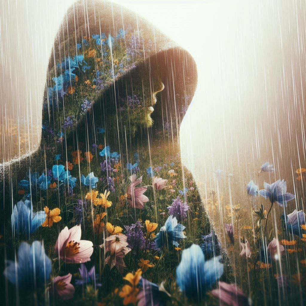 double exposure beautiful fantasy DALL-E 3 portrait landscap...