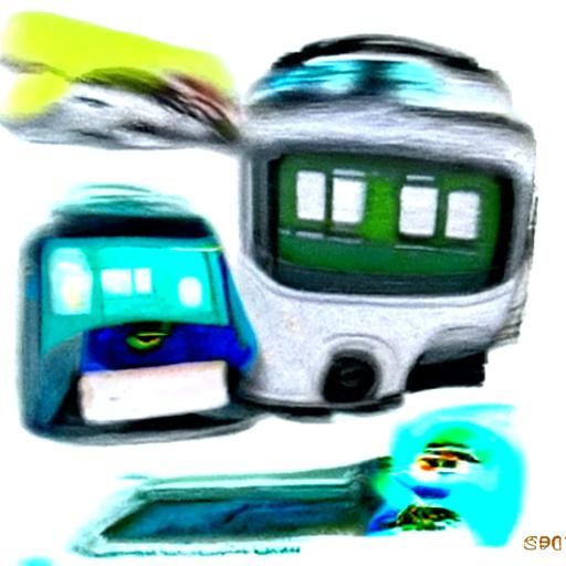 Diverse Transportation Icons: Trains, Buses, and Cars