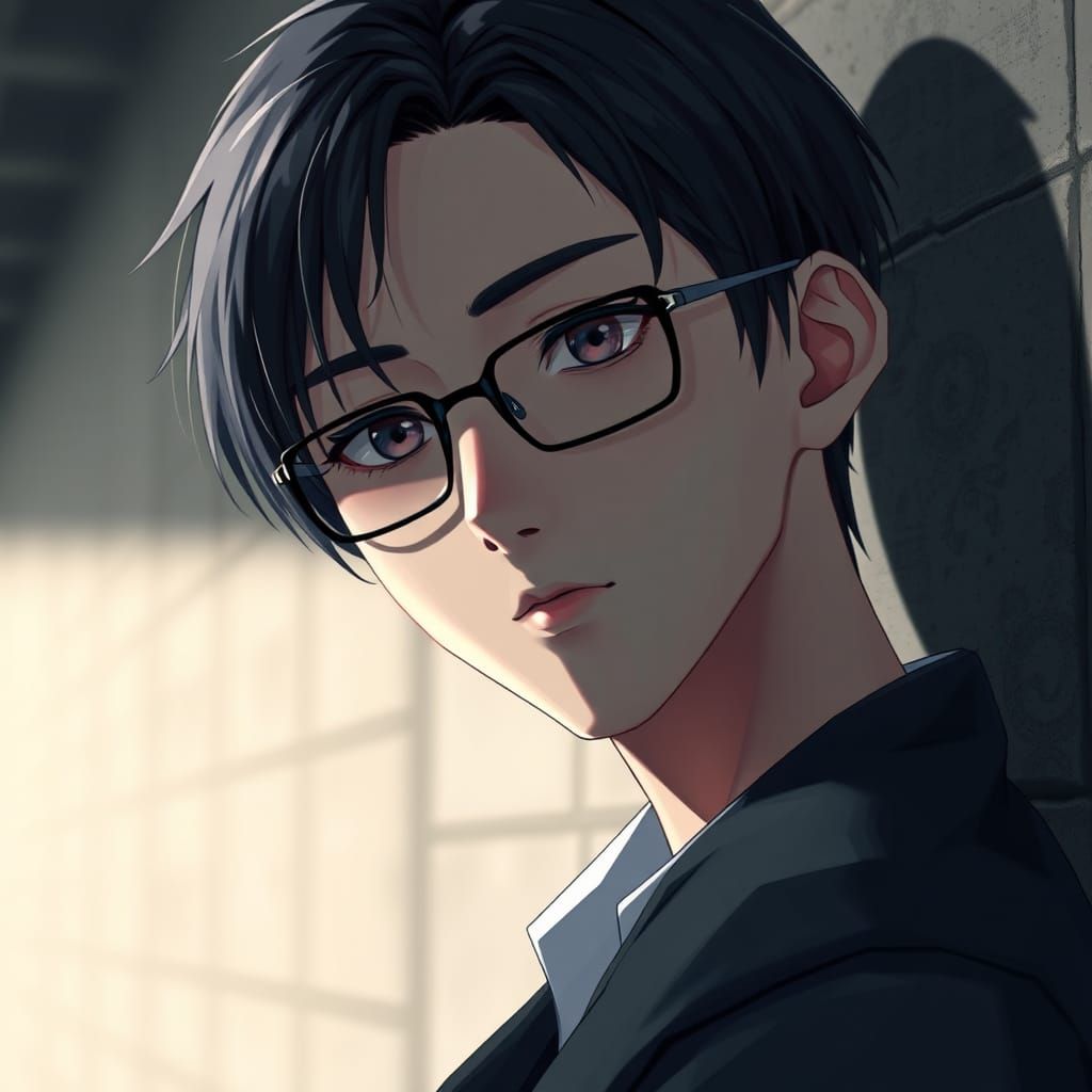 Anime Style Portrait of a Loner with Glasses
