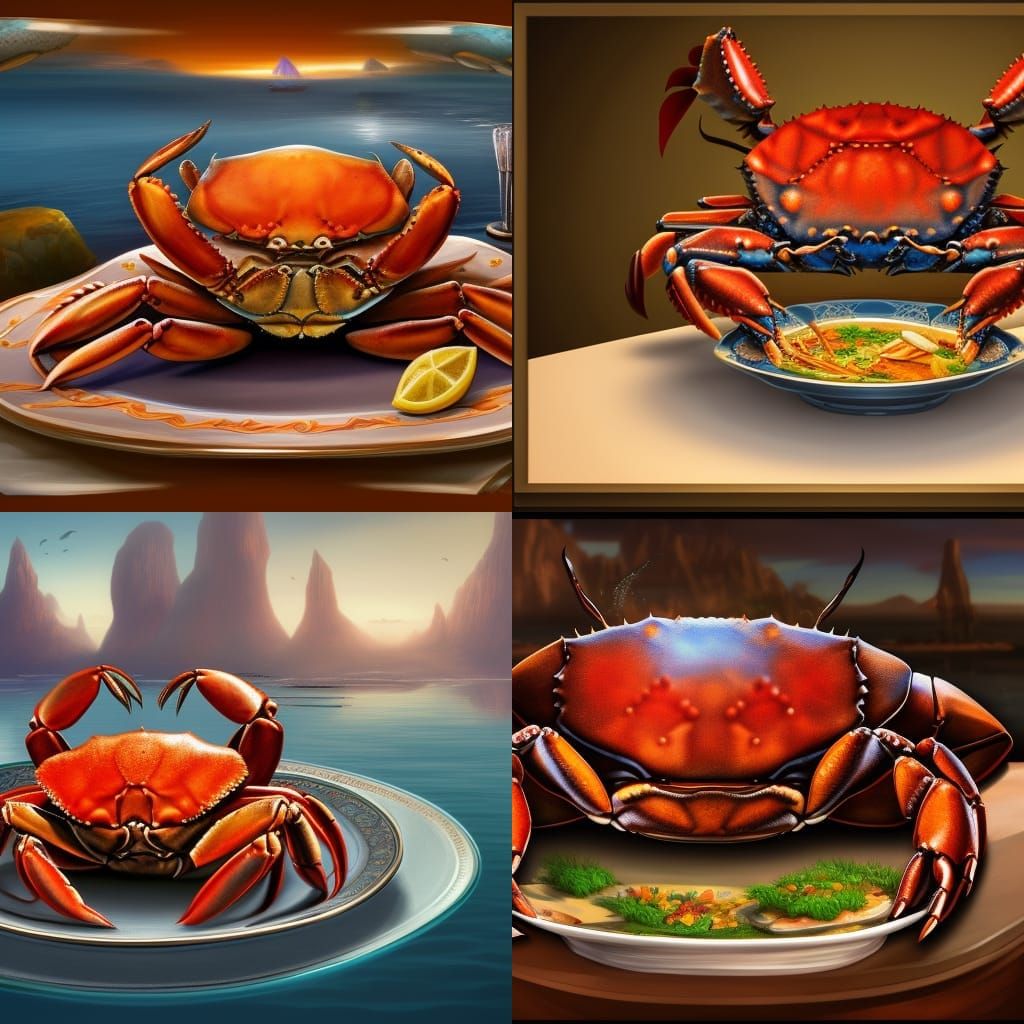 A big crab on a fancy plate at a buffet