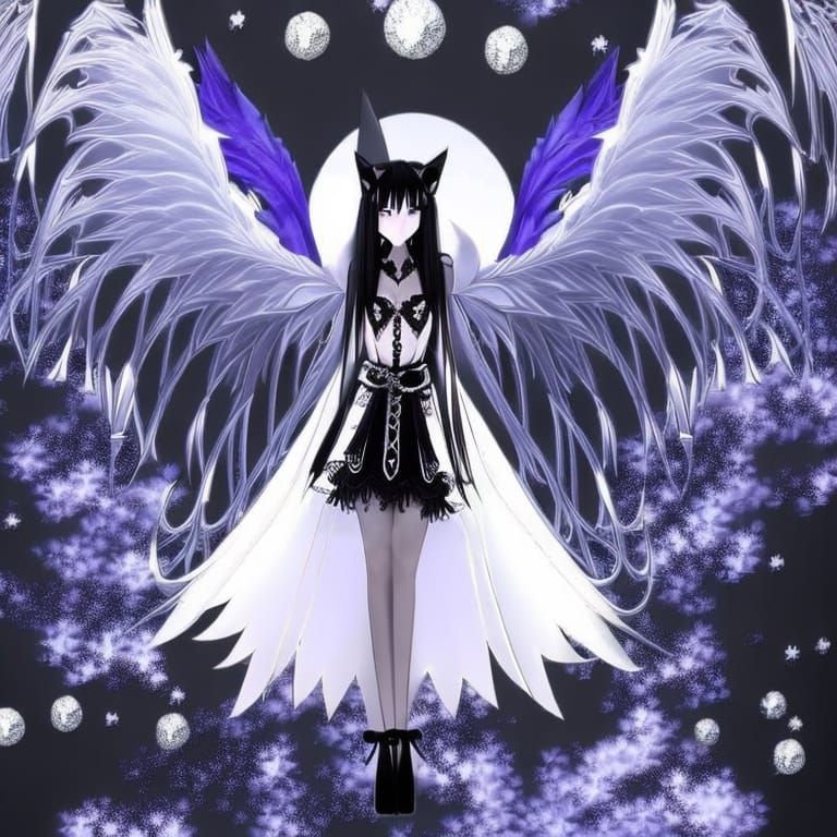 HD wallpaper anime girl angel white hair wings sword dress tiara  flower  Wallpaper Flare