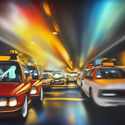 Taxi rush hour traffic