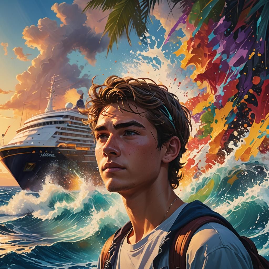 teenager on a cruise ship about to be at hawaii