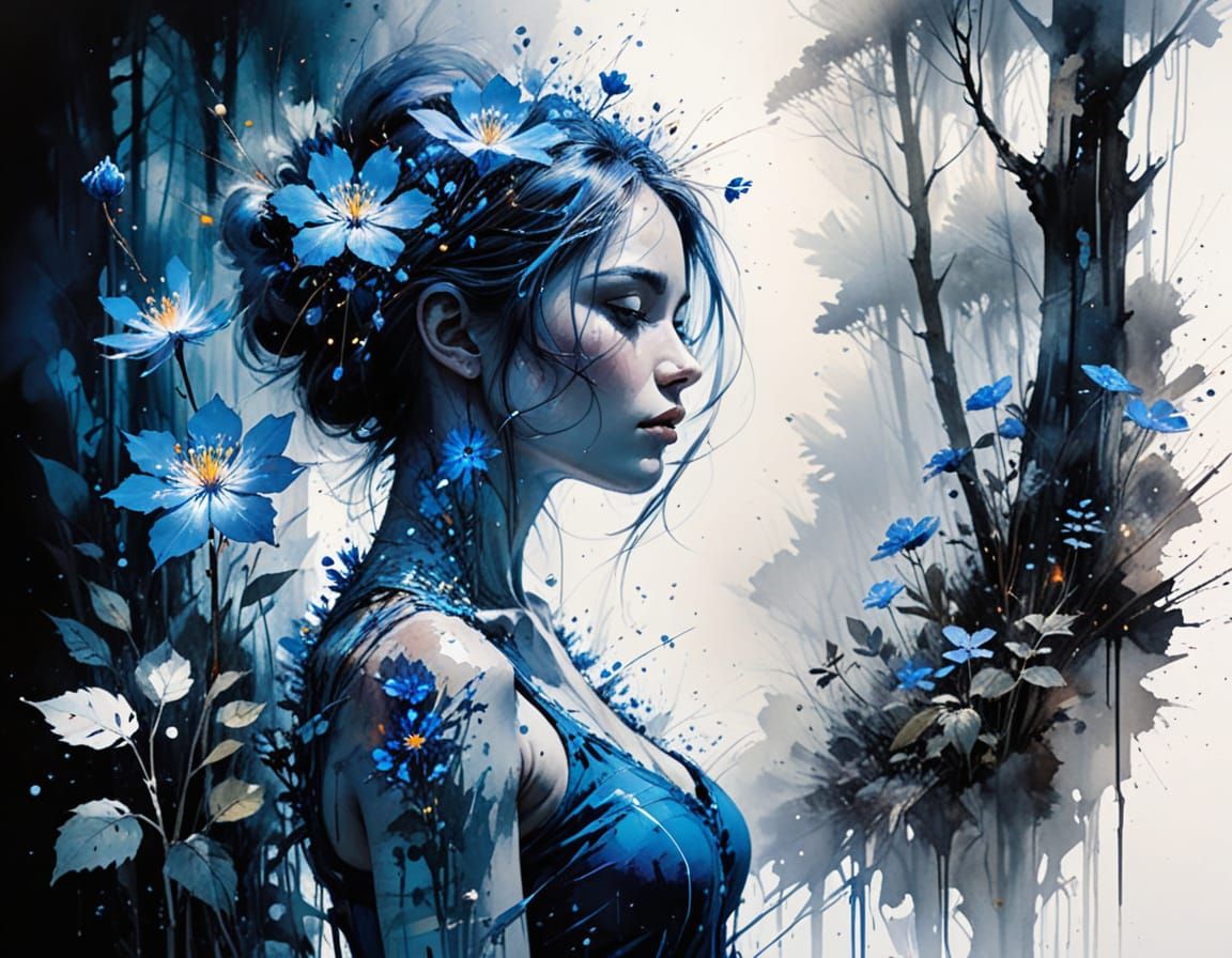 A glowing blue flower  by @undefined