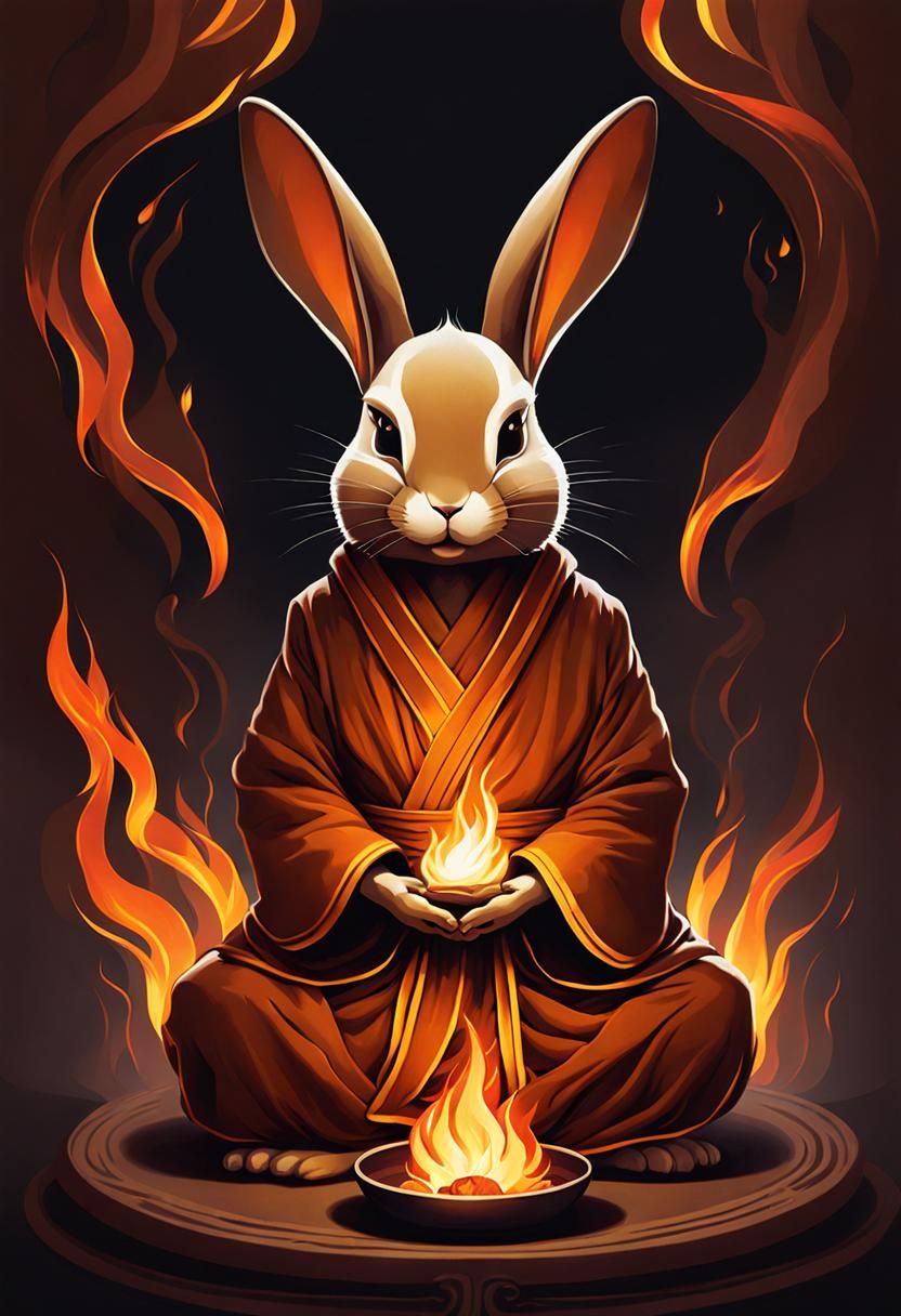 Meditating rabbit controlling fire - AI Generated Artwork - NightCafe  Creator