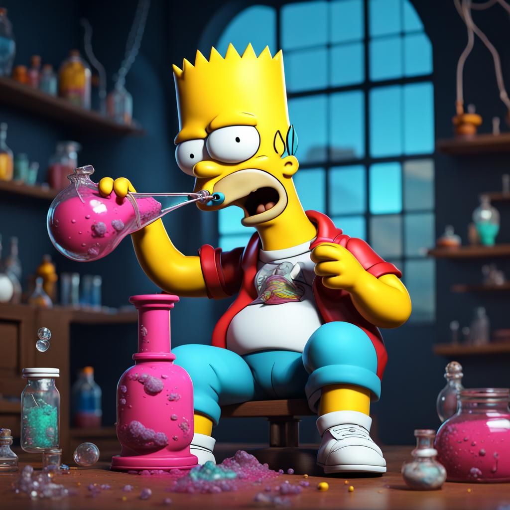 Bart Simpson popping a bong - AI Generated Artwork - NightCafe Creator