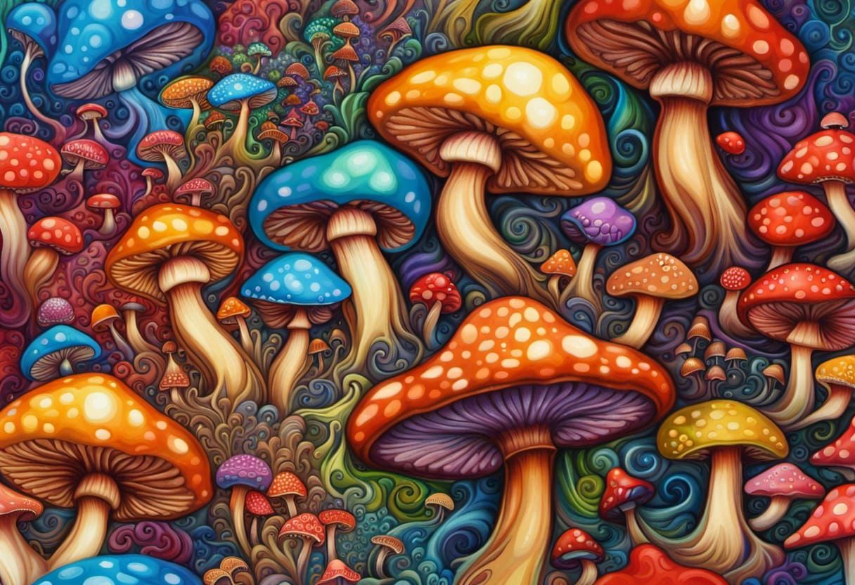 Trippy Shrooms v5 - AI Generated Artwork - NightCafe Creator