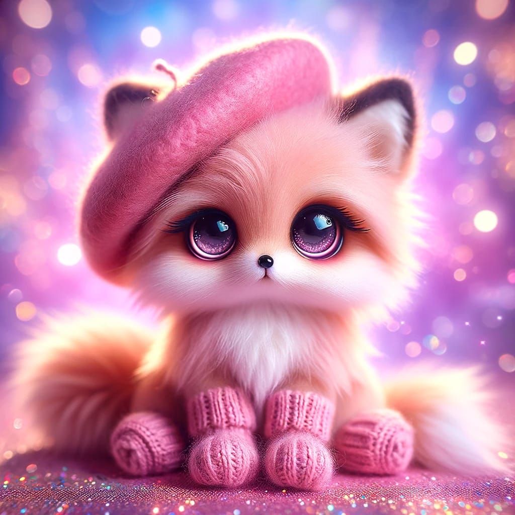 Pink Fox in cute socks
