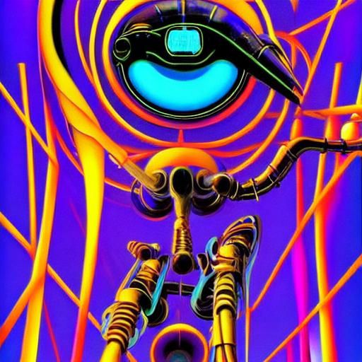 Surreal Robot Humanoid Data Display in Digital Art