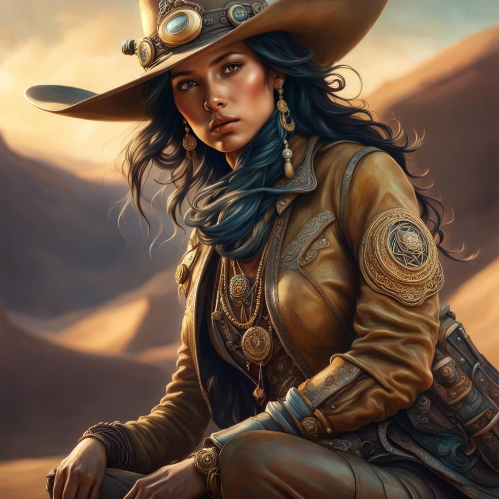 Boho Cowgirl In The Desert - Ai Generated Artwork - Nightcafe Creator