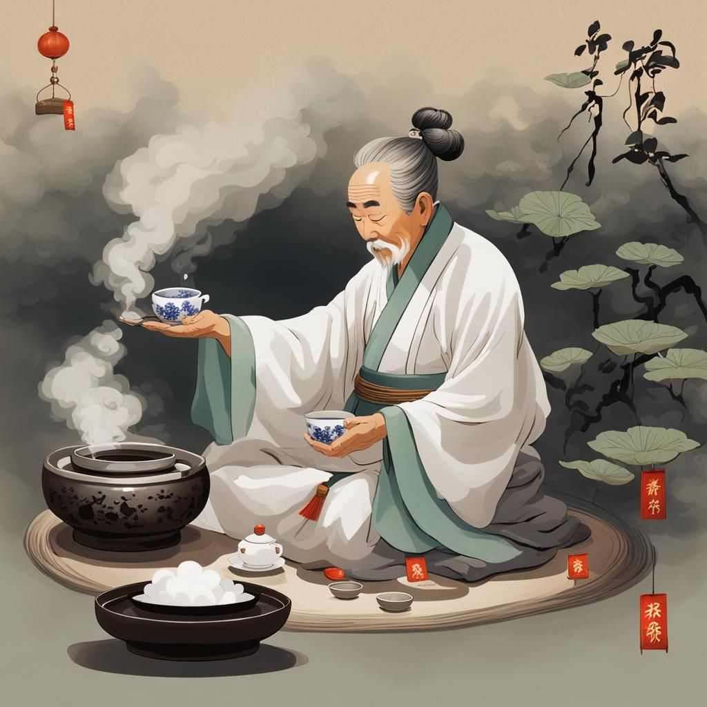 Epic Chinese Tea Ceremony with Sage and Woman