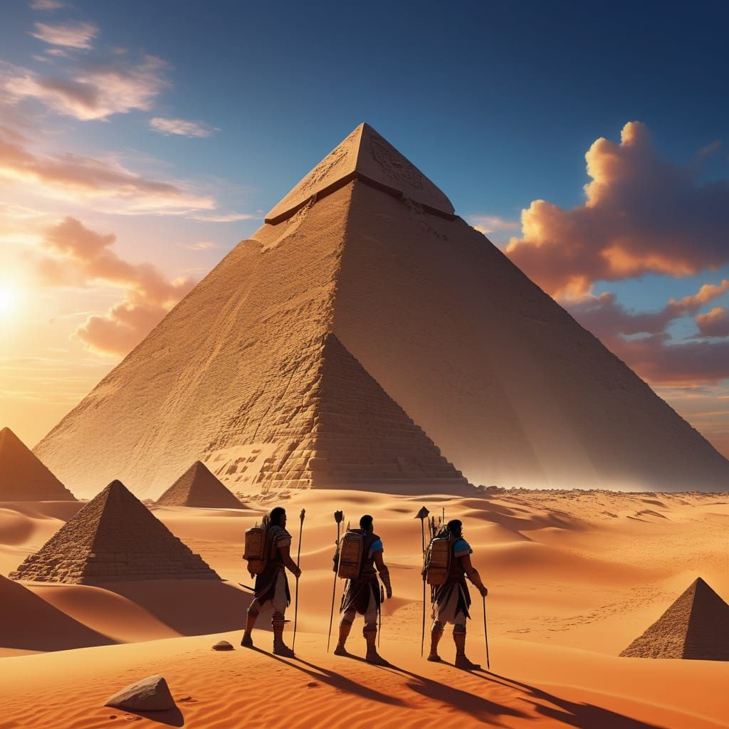 Egyptian Pyramids at Sunset: Cinematic Concept Art