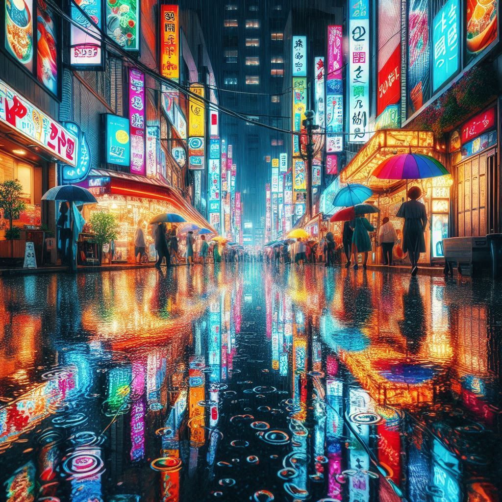 A city street at night  by @Mark