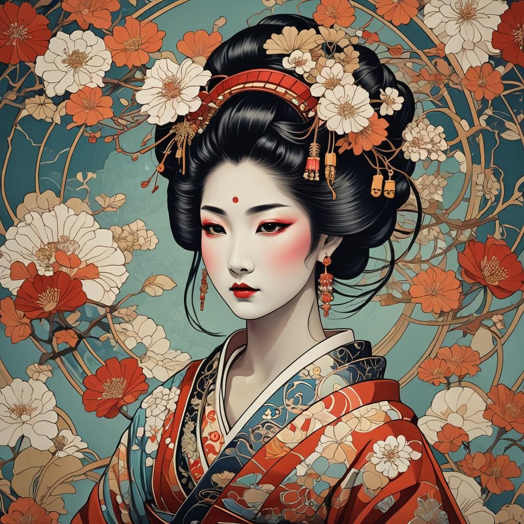 Art nouveau geisha  by @POP WIZARD