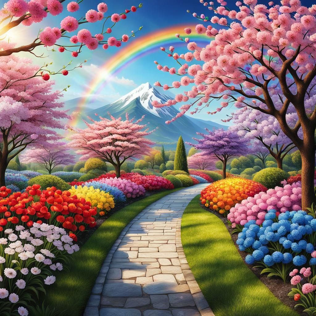  cherry blossoms in rainbow bloom  by @noveldove