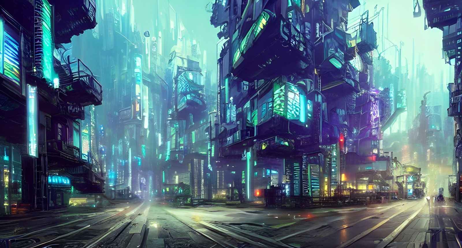 cyber punk city street   by @Atomskredlion 
