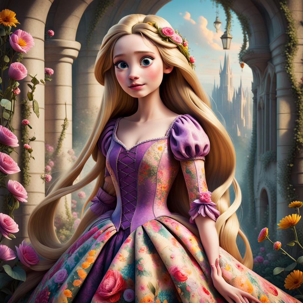 Generate the image of Rapunzel, the iconic fairytale charact...