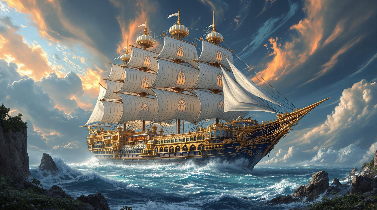 Ornate Sailing Ship  by @Textured Color