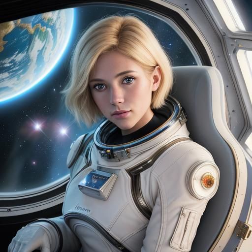 A Lady Astronaut in Spaceship Investigating the Planet Earth - AI ...