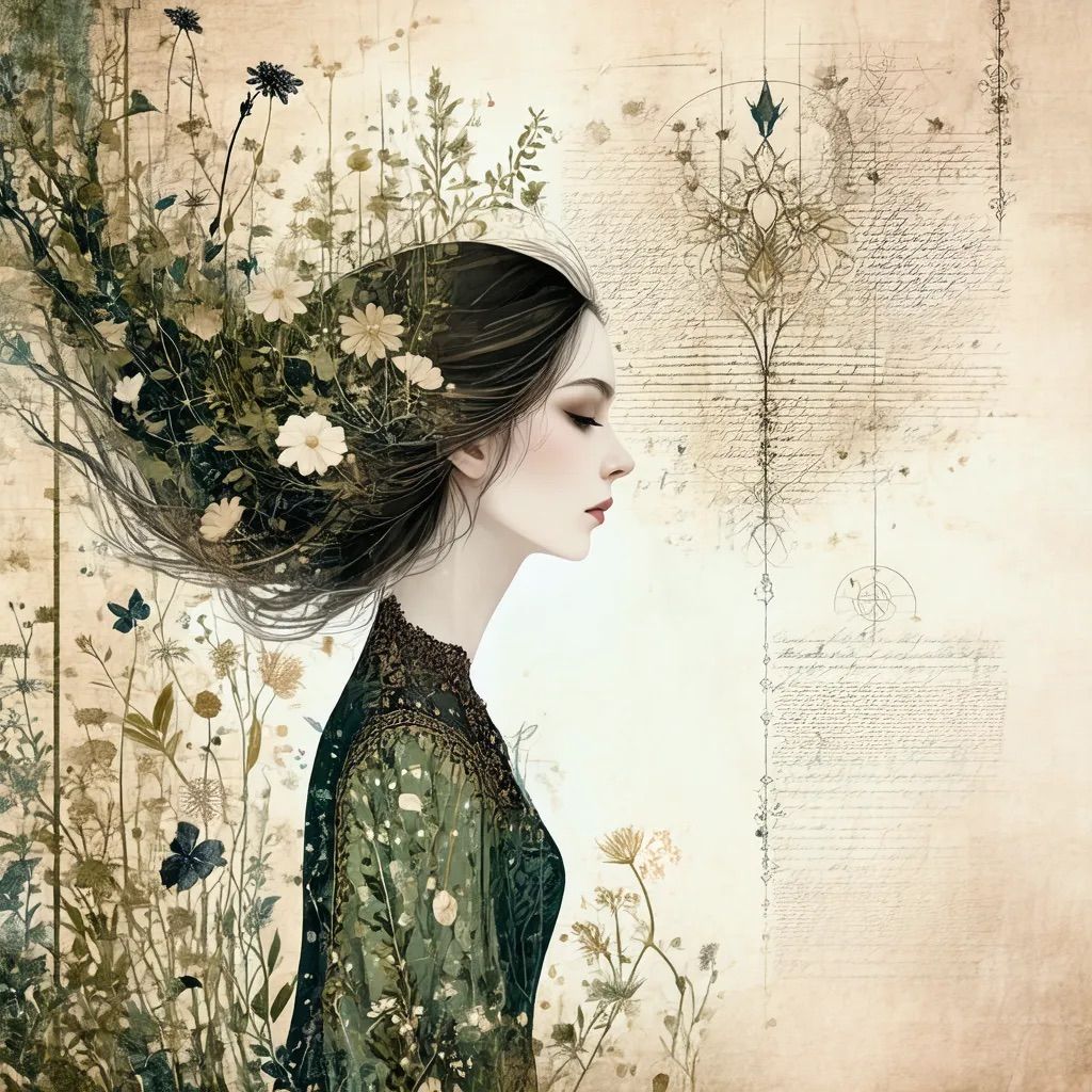 In gardens of her soul, wildflowers bloom unseen. AI Generated