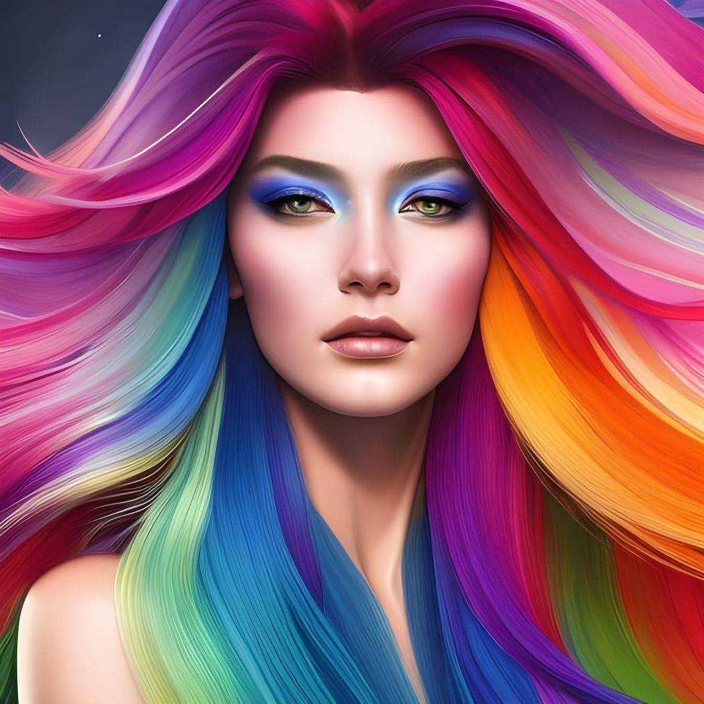 Rainbow Hair Glow - AI Generated Artwork - NightCafe Creator