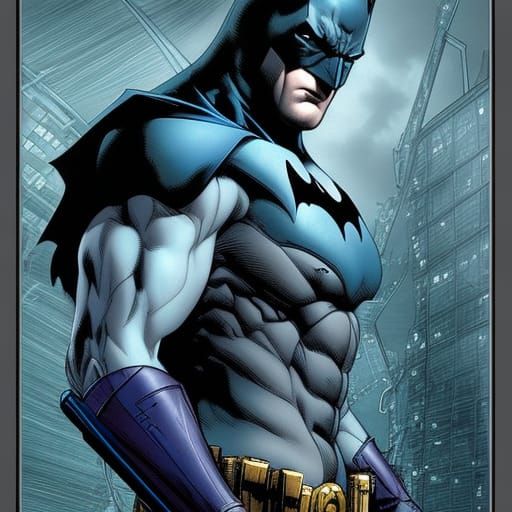 batman hush blue metallic  portrait
